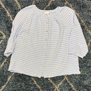 J. Jill women’s Blue and White cotton-gauze Striped pearl button top size XL